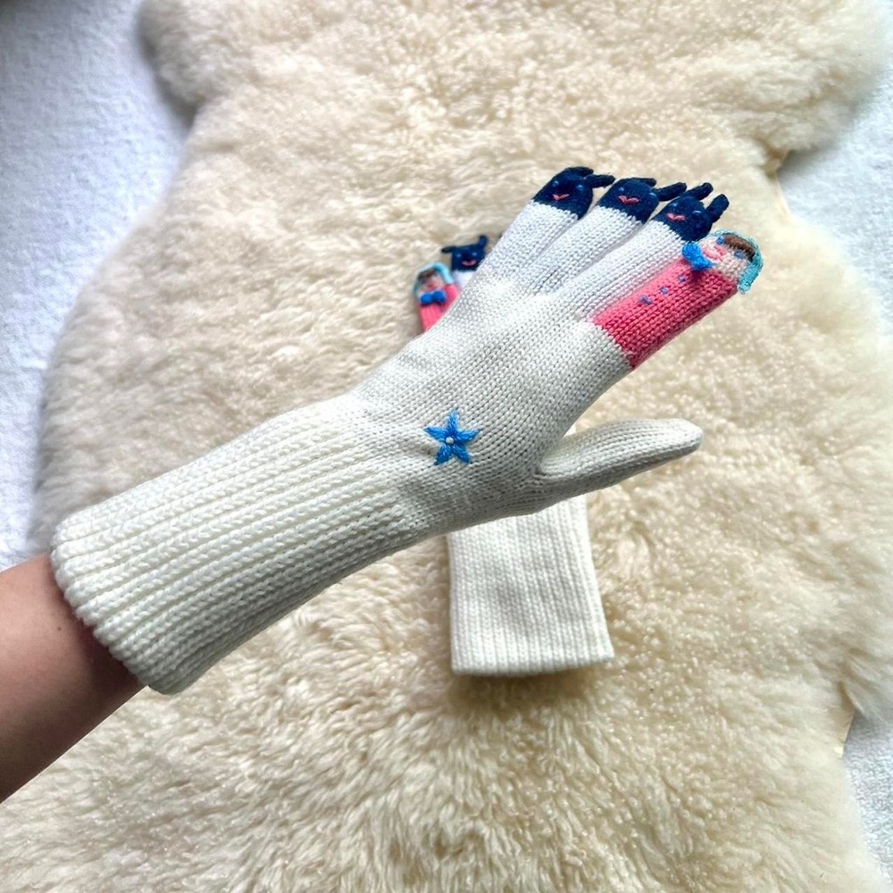 🤍NEW IN BAG KAWAII COTTAGECORE COQUETTE STYLE KNIT GLOVES🤍
